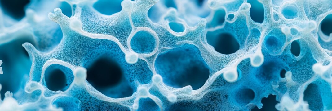 Blue Porous Organic Structure, Abstract Background With Organic Pattern, 3D Rendering