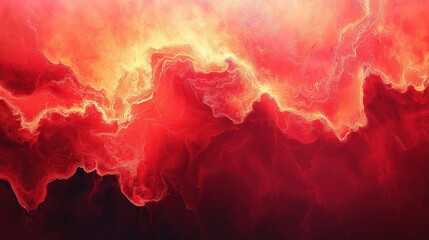 Poster - Bright red marble liquid texture with smooth transitions and energy flow