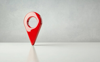 Poster - Location pin on white surface. Red location marker on white background. Location pin