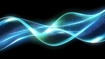Poster - Dynamic Glowing Waveforms: Abstract Light Trails on a Dark Backdrop