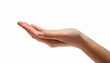 © Hazel - empty open female palm hand isolated on white background advertising marketing or product placement concept