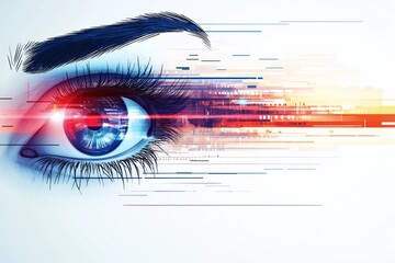 Fototapete - Futuristic cyber eye with advanced scanning technology, symbolizing AI, digital security, surveillance, cybernetics, and biometric innovation in high detail, Generative AI