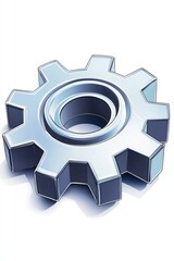 Aufkleber - Shiny 3D metallic gear symbolizing engineering, industry, technology, mechanics, and the fundamental structure of automation and mechanical systems, Generative AI