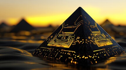 Poster - Futuristic Pyramid: A Fusion of Ancient Structure and Modern Technology