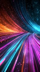 Aufkleber - In this dynamic mobile wallpaper, abstract neon stripes emit a mesmerizing rainbow glow, encapsulating modern gaming technology