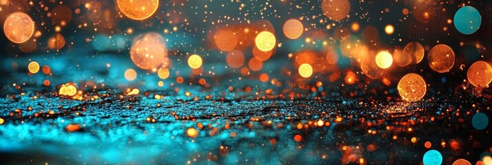 Poster - New year and Christmas concept depicted in a festive starry sky background with blue light bokeh