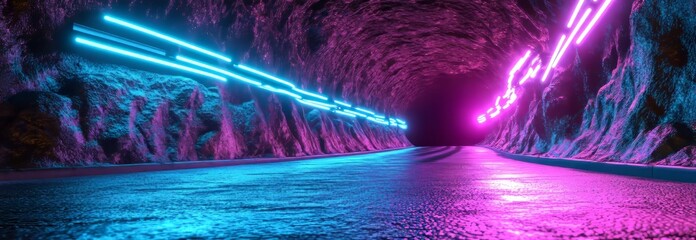 Poster - The representation of panoramic high speed technology features a light abstract background, high-speed light trails, and a distinctive purple glowing wave swirl accompanied by impulse cable lines