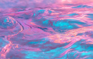 Poster - An abstract background with a pastel pink color scheme, blurred and grainy texture, and holographic gradient is paired with a lo-fi multicolor vintage retro design that includes a colorful digital