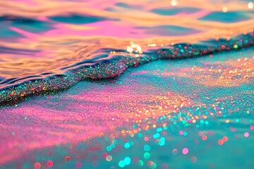 Poster - This design features an abstract pastel holographic background with a grainy and blurred texture, combined with a colorful digital grain and soft noise effect to create a lo-fi multicolor vintage