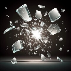 Poster - Depiction of a cloud of shattered pieces after an explosion. Illustrates shatter and destruction effect. Modern design