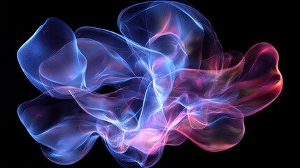 Aufkleber - Abstract Nebula Cloud with Glowing Light Trails on a Black Background