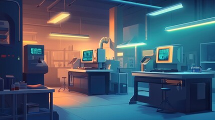 Poster - Futuristic Laboratory Interior with Advanced Technology and Equipment