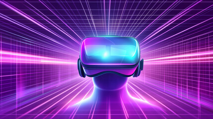 Poster - A person wearing a VR headset, experiencing a vibrant, digital environment