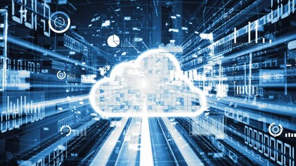 Poster - cloud computer and online data storage with tacit intelligent sharing software . concept of smart di