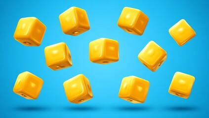 Poster - Steps illustrating the destruction of a cube from an explosion. Template for web and computer graphics. Modern art