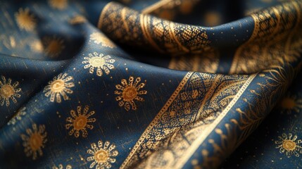 Wall Mural - Clothing, close-up of fabric patterns on a designer dress, soft lighting