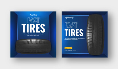 Wall Mural - tire shop social media post web banner template, auto repair shop banner