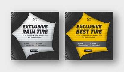 Wall Mural - tire shop social media post web banner template, auto repair shop banner
