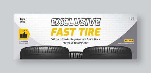 Wall Mural - tire shop social media facebook cover web banner template, auto repair shop banner design