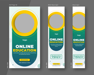 Wall Mural - education and admission web banner template. half page ad and wide skyscraper ad design set