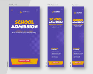 Wall Mural - education and admission web banner template. half page ad and wide skyscraper ad design set