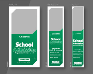 Wall Mural - education and admission web banner template. half page ad and wide skyscraper ad design set