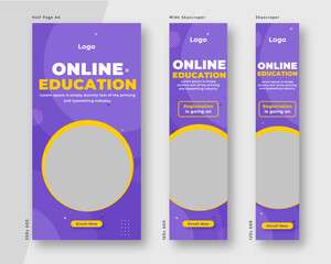 Wall Mural - education and admission web banner template. half page ad and wide skyscraper ad design set