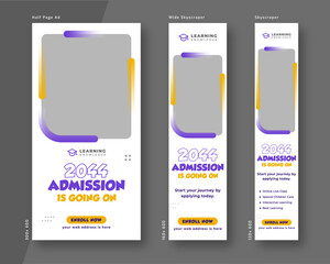 Wall Mural - education and admission web banner template. half page ad and wide skyscraper ad design set