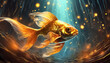© VF Studio - Stunning Golden Fish in Underwater Fantasy Scene with Glowing Effects.
