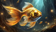 © VF Studio - Stunning Golden Fish in Underwater Fantasy Scene with Glowing Effects.