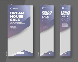 Wall Mural - real estate web banner template, half page ad and wide skyscraper ad design set