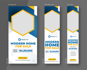 Wall Mural - real estate web banner template, half page ad and wide skyscraper ad design set