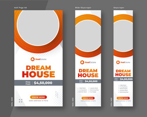 Wall Mural - real estate web banner template, half page ad and wide skyscraper ad design set