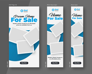 Wall Mural - real estate web banner template, half page ad and wide skyscraper ad design set
