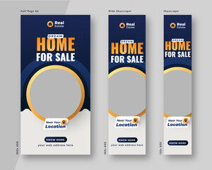 Wall Mural - real estate web banner template, half page ad and wide skyscraper ad design set