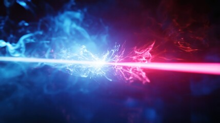 Poster - Dynamic Energy Collision: Abstract Blue and Red Plasma Effect Background