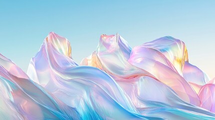 Poster - Abstract Iridescent Landscape with Pastel Colors and Dreamy Texture