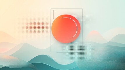 Poster - Abstract Geometric Composition with Waves and Gradient Circle Element