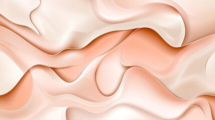 Poster - Abstract fluid waves background in soft peach and cream tones elegant design