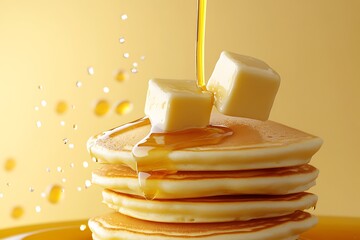 Sticker - Golden Stack of Pancakes with Butter and Syrup