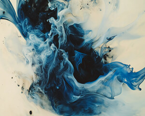 Leinwandbilder - Abstract fluid art with dark blue and light blue swirling together in a beautiful mix, creating a captivating design that represents movement, elegance, and creativity.
