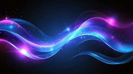 Poster - Abstract Light Waves: A Mesmerizing Dance of Color and Energy on Dark Backdrop