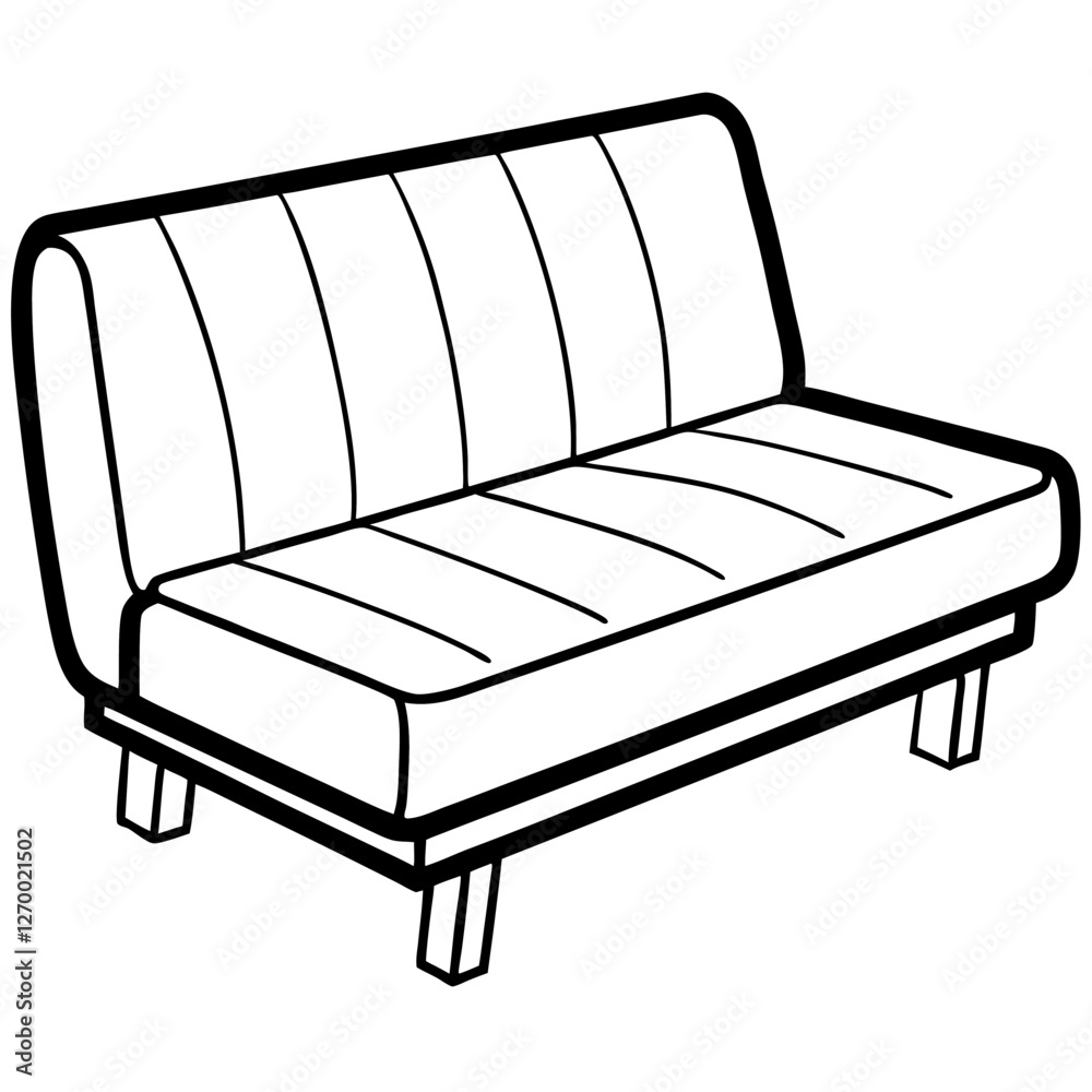 Convertible Futon Vector Illustration - Cartoon, Clipart & Line Art ...
