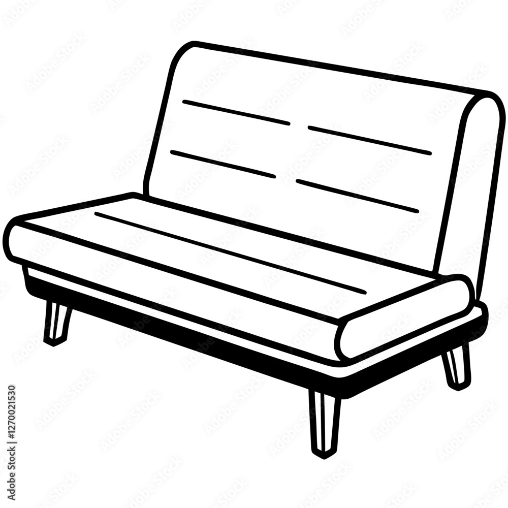 Convertible Futon Vector Illustration - Cartoon, Clipart & Line Art ...