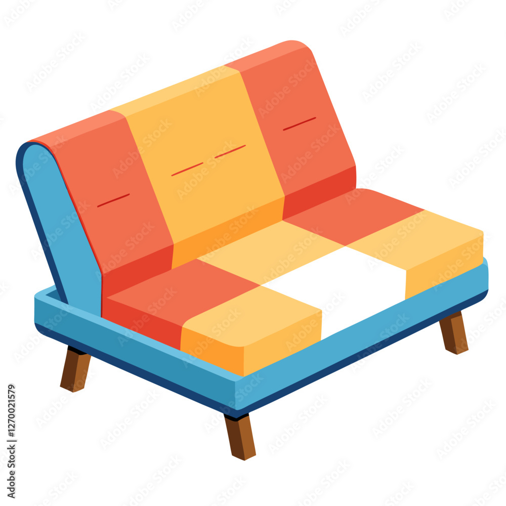 Convertible Futon Vector Illustration - Cartoon, Clipart & Line Art ...