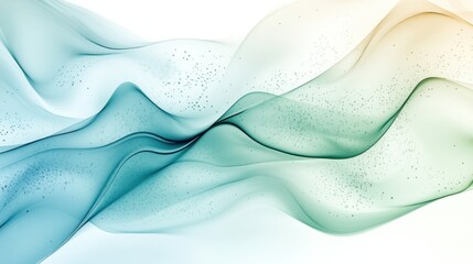 Poster - Abstract flowing teal and gold silk waves with subtle light effects