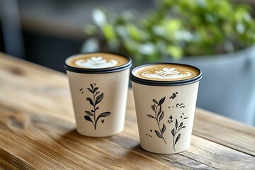 Poster - Latte Art in a Stylish Paper Cup