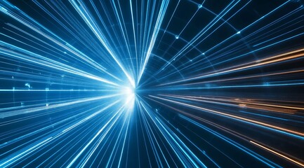 Aufkleber - Dynamic futuristic light effects illustrating high-speed motion and energy flow in a captivating visual display : Generative AI