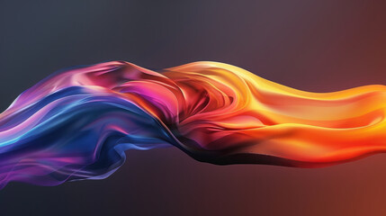 Poster - abstract flowing waves in vibrant colors of blue, purple, and orange create dynamic visual effect, e