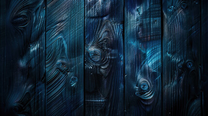 Poster - Dark blue wooden texture with swirling patterns and grain details, creating moody and artistic appearance. unique design adds depth and character to any space